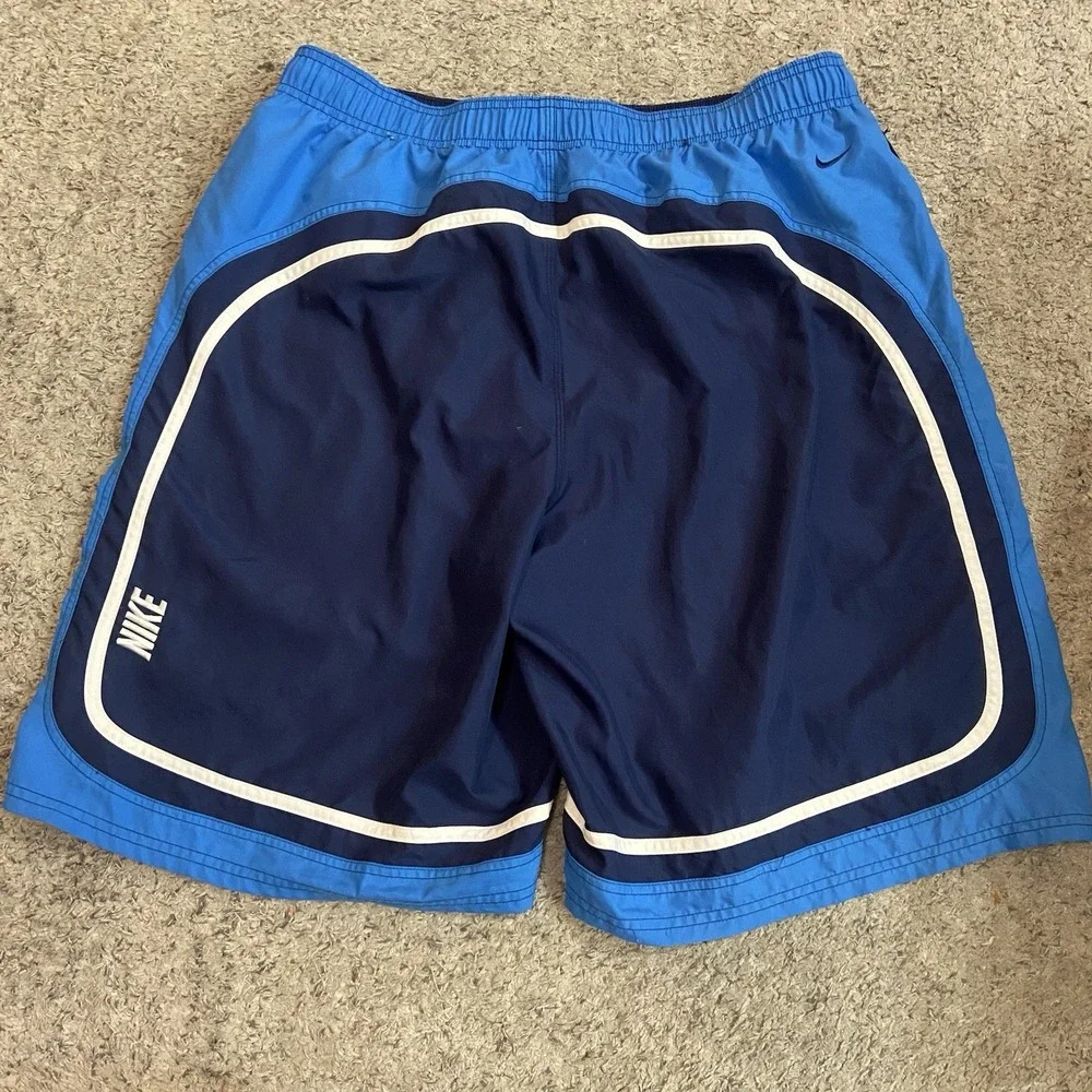 Vintage Nike Swim Trunks Mens XXL Blue Hybrid Mesh Lined Shorts Y2K